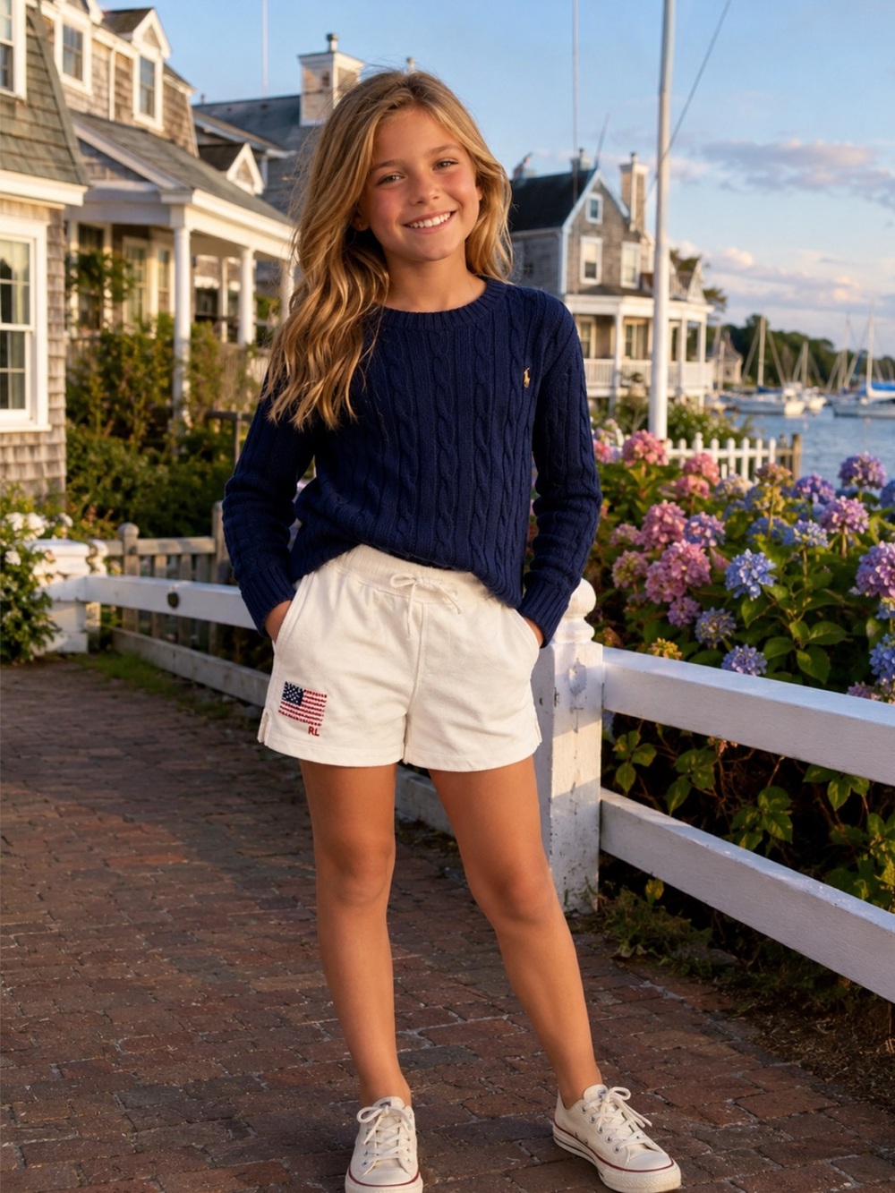 NWT Ralph Lauren‎ Girls Flag French Terry Pull On Shorts Casual Classic Preppy